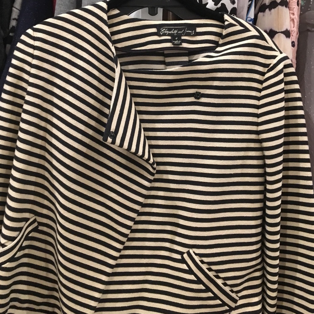 Elizabeth and James Black and Cream Striped Blazer